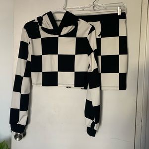 Black and White Checkered Two Piece Set